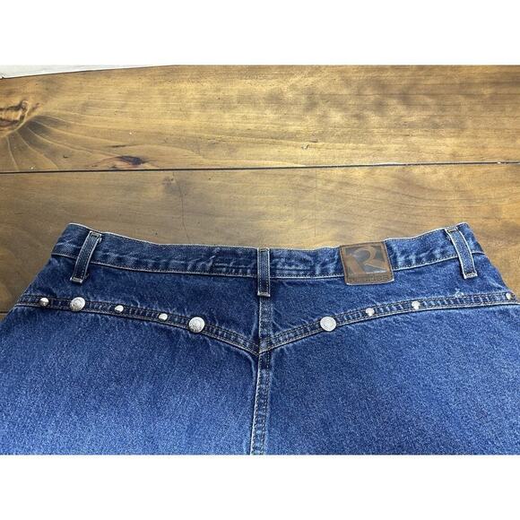 Vintage Rockies Western Mom High-waisted Bare Back Studded Blue Jeans 17/18 Long - Picture 8 of 11